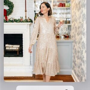 Sail to Sable Gold Sequin Long Sleeve Dress---stunning!!!!